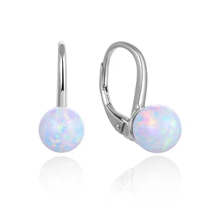 925 Sterling Silver Opal Colored Crystal Stone Earrings Luxurious Jewelry for Women