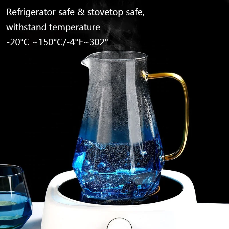 Water Pitcher, High Borosilicate Glass Jug with Stainless Steel Lid,  Leakproof Fridge Door Carafe for Hot or Cold Beverage (1.8 - AliExpress
