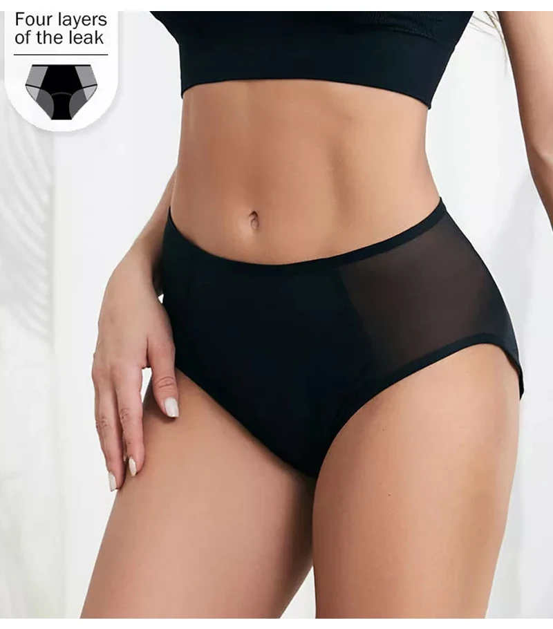4 Layers Breathable Women Plus Size Period Warm Underwear Incontinence Physiological Panties