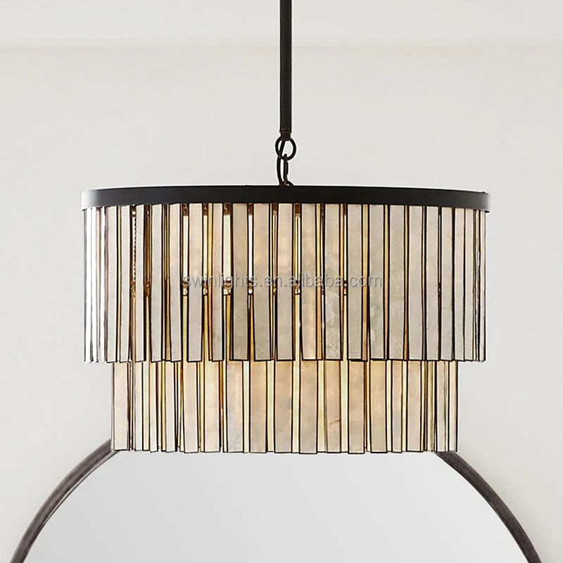 New Design Capiz Shell Round Chandelier Light for Bedroom Dinning Room Living Room