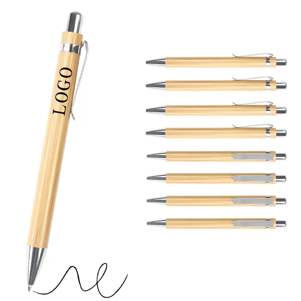 DIY Simple Bamboo Ballpoint Pen Fashion Environmental Protection Business Office Gift Logo Printing Wholesale preview 5