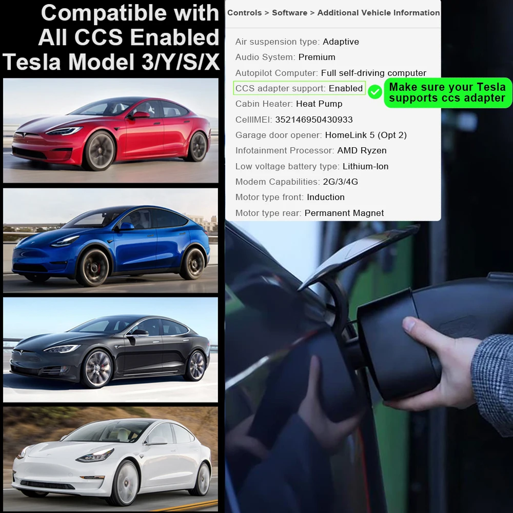 Customizable Portable EV Charger Adapter for Tesla Fast 250A DC Charging with CCS1 Featuring Brass Contact Material PC Housing