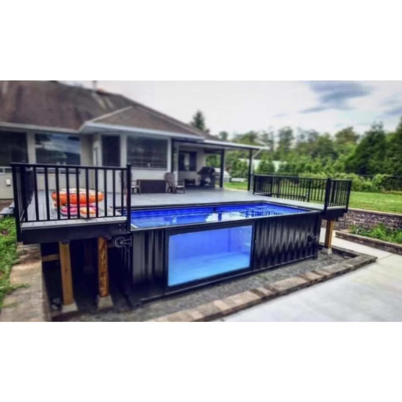 Large 20ft 40ft Shipping Container Pool Glass Family Metal Pools ...