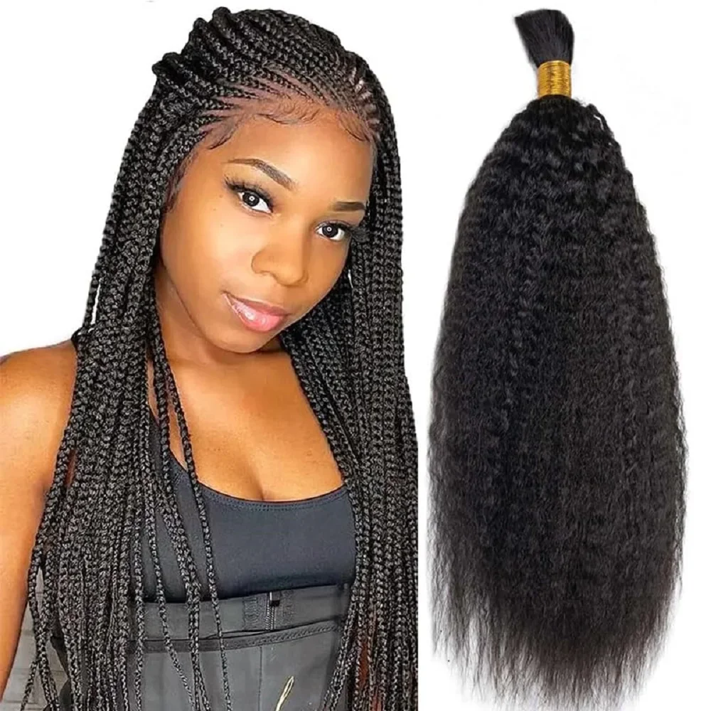 Kinky Straight Braiding Human Hair Bulk Mongolian Remy Hair Crochet Box Braids Hair Bundles 100g 3 pezzi/lotto_voghion.com