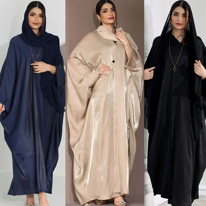 Satin Muslim batwing Abaya Cardigan Clothing Abaya Arabic Dress Muslim Abaya Women Dresses