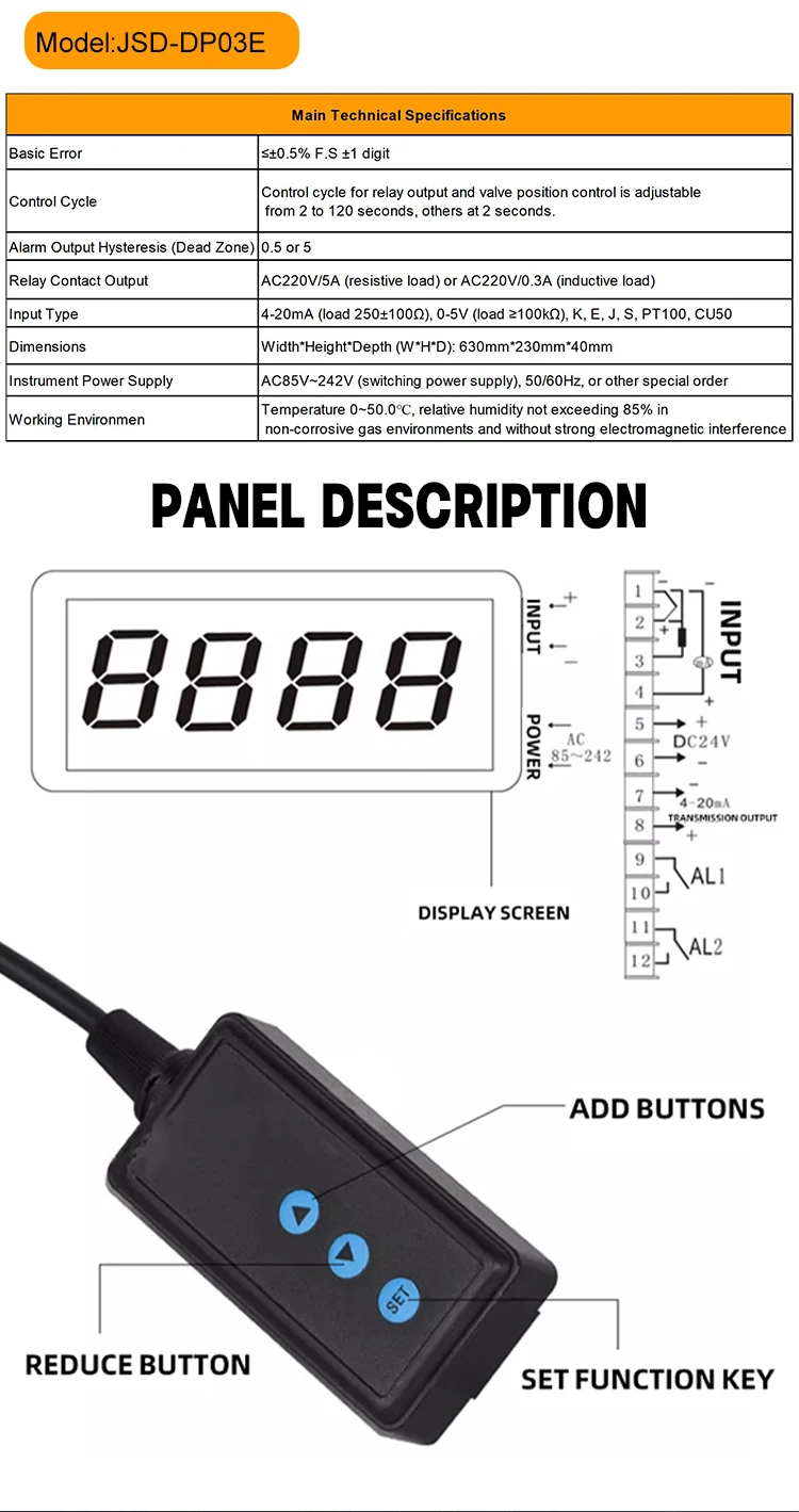 KASINTON JSDDP03E OEM Service LED Screen Single Channel Temperature Display Large Screen Temperature Controller supplier