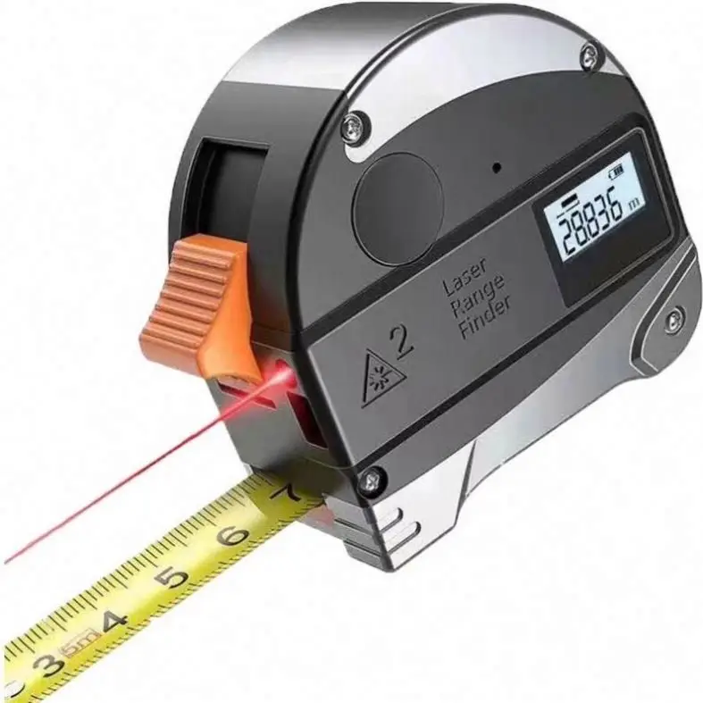 TEBAK Digital Laser 40m Smart Metal Automatic Tape Measure 2 in 1 Electronic Measuring Tape 5m Distance Meter With Logo Custom