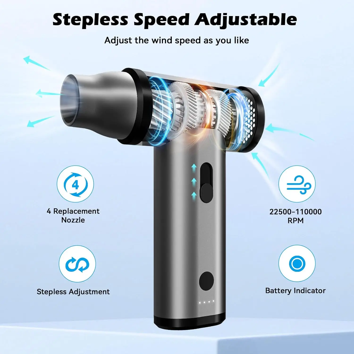 Jet Fan Air Duster Keyboard Cleaner Compressed 110000rpm Portable Cordless Handheld Vacuum Air Duster Mini Turbo Jet Fan