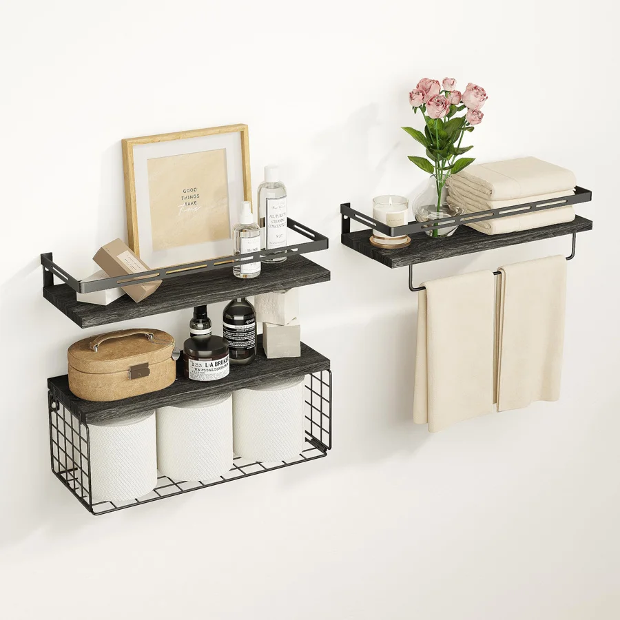 3+1 Tier Bathroom Shelves Wall Shelf,Wall Mounted Floating Shelves With