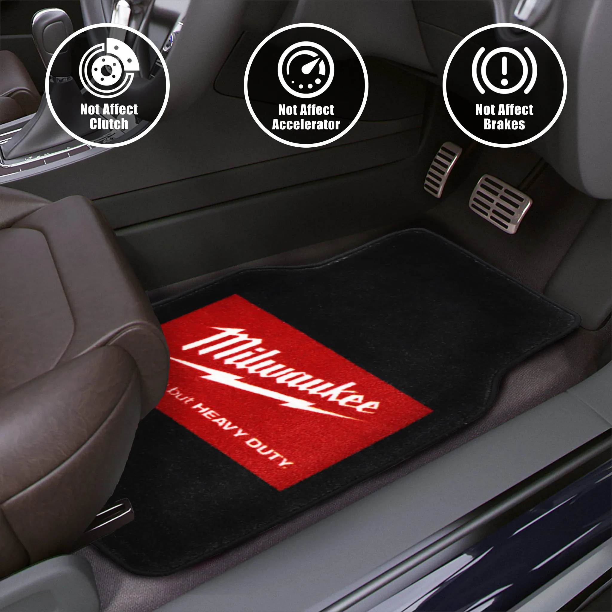 SUV Premium Universal Set of Front Car Floor Mat Anti-Slip Animation Design Durable Rubber Polyester Materials