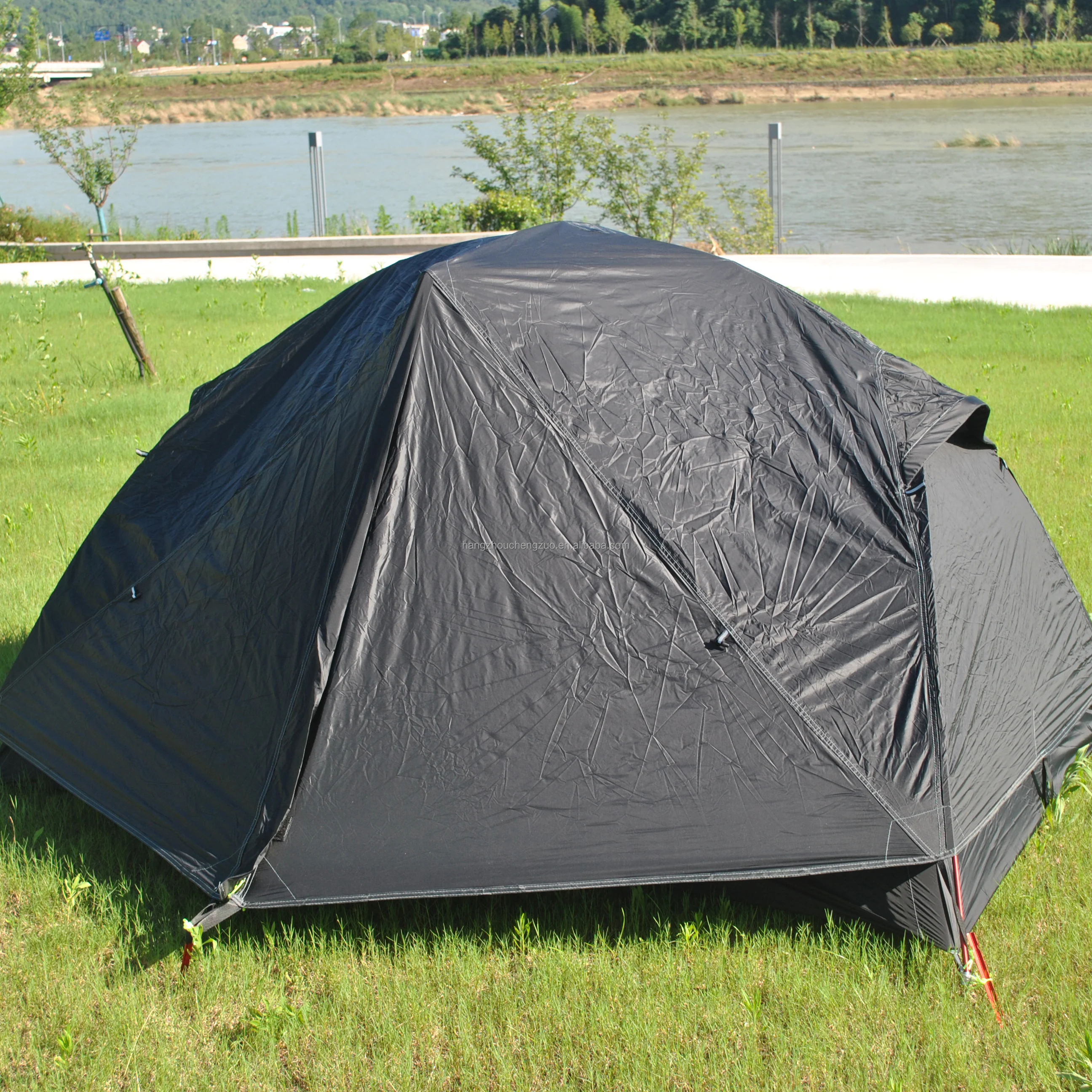 Ultraleichtes 20D Silikon Nylon Camping Zelt Wasserdichtes Easy Set Schwarz  2-Personen-Auenzelt mit Doppels ch ichten und Fuabdruck