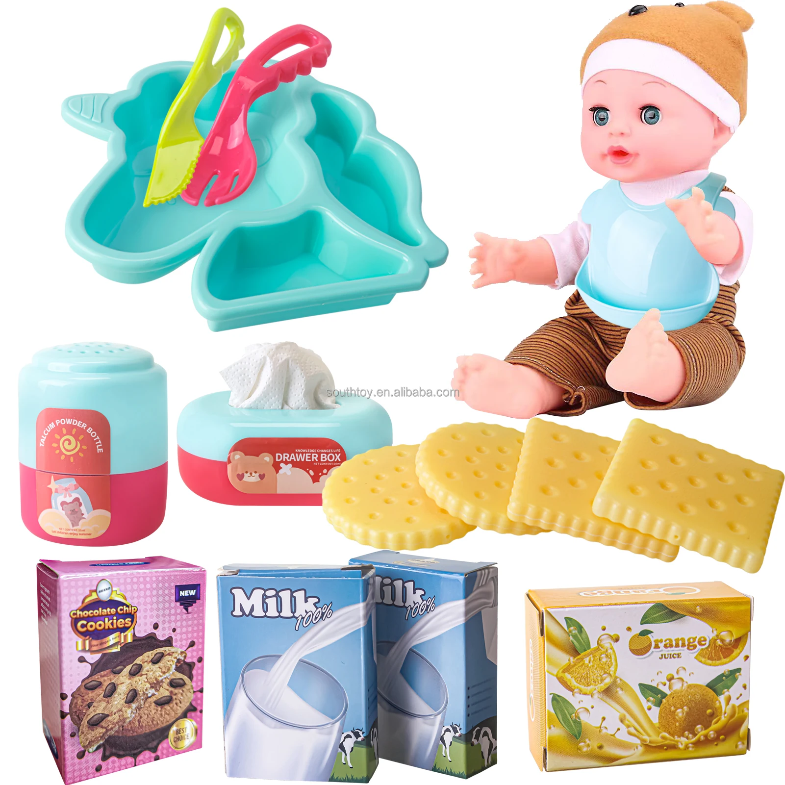 70 Pcs Pack Pretend Play Doll Collection Baby Doll Feeding And Caring ...