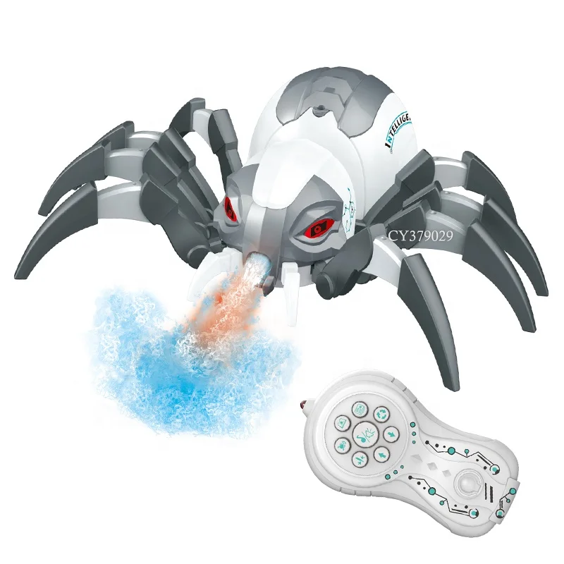 Simulation Toy Animal Remote Control Mechanical Spray Spider With Light and Sound