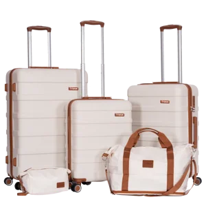 Hot Sale Customized 5 Pcs Classic  ABS Trolley Bag Carry-on Suitcases ABS Luggage Set for Woman's Men Children
