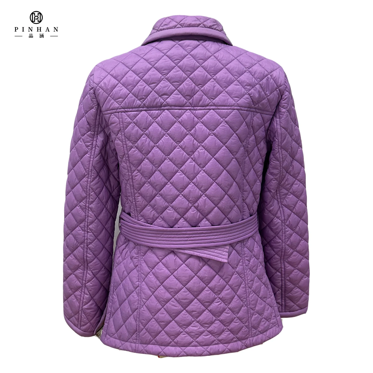 Luxury Brand Light Winter Diamond Plaid Lapel Lady Down Cotton Jacket