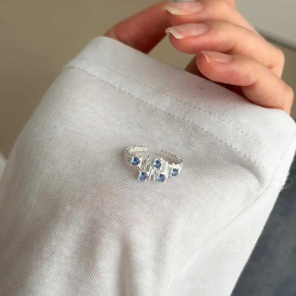 KAKODIY New Arrival Open Adjustable Engagement 925 Sterling Silver Wedding Blue Zircon Ring for Women detail 8