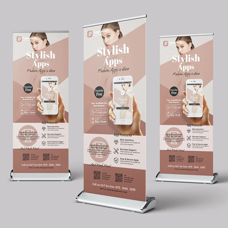 Cheap price paper display custom poster holder advertising rollup standee retractable banner