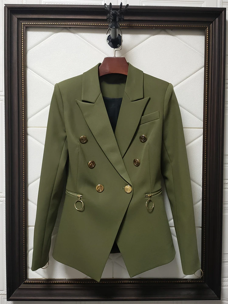 HIGH STREET Newest 2022 Designer Jacket Women Slim Fitting Zipper Double Breasted Buttons Blazer