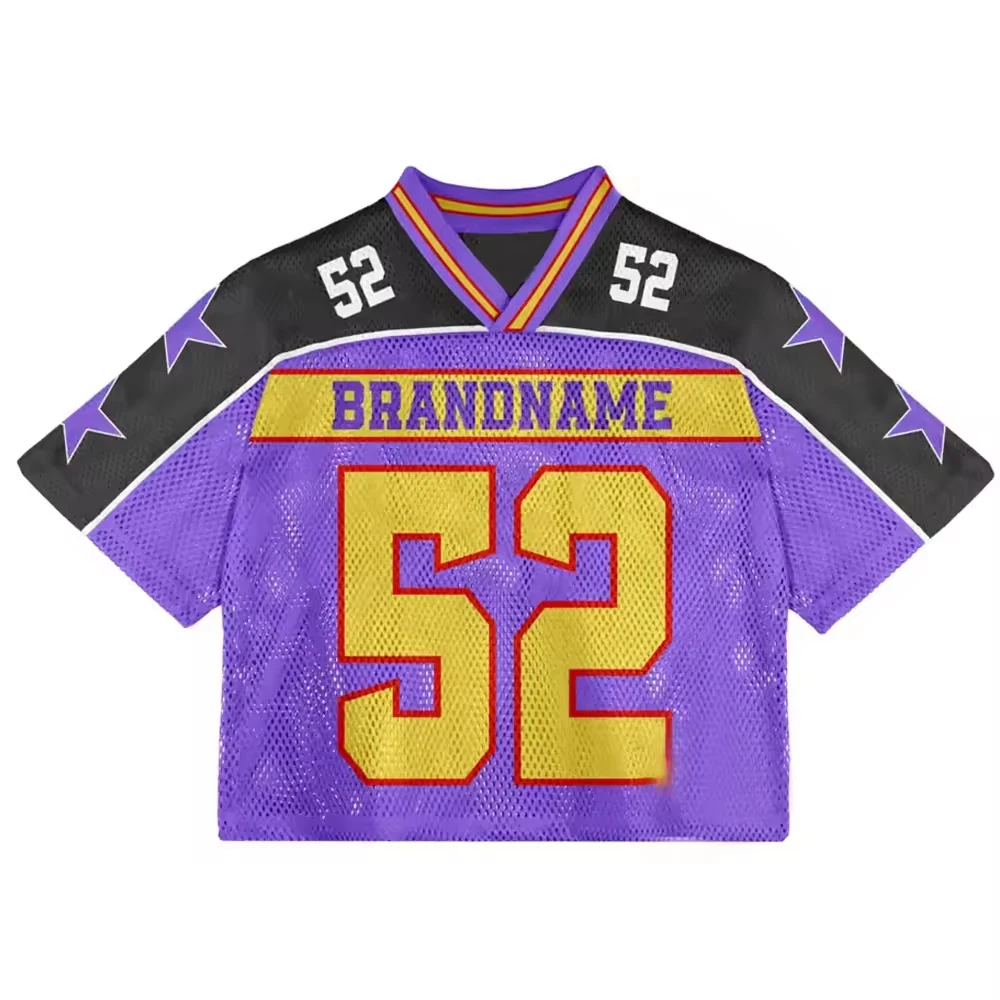 SALATI Custom Full Print Streetwear American Retro Football Jersey High Quality Sublimation Mesh Boxy Cropped Men T-shirts gallery 11