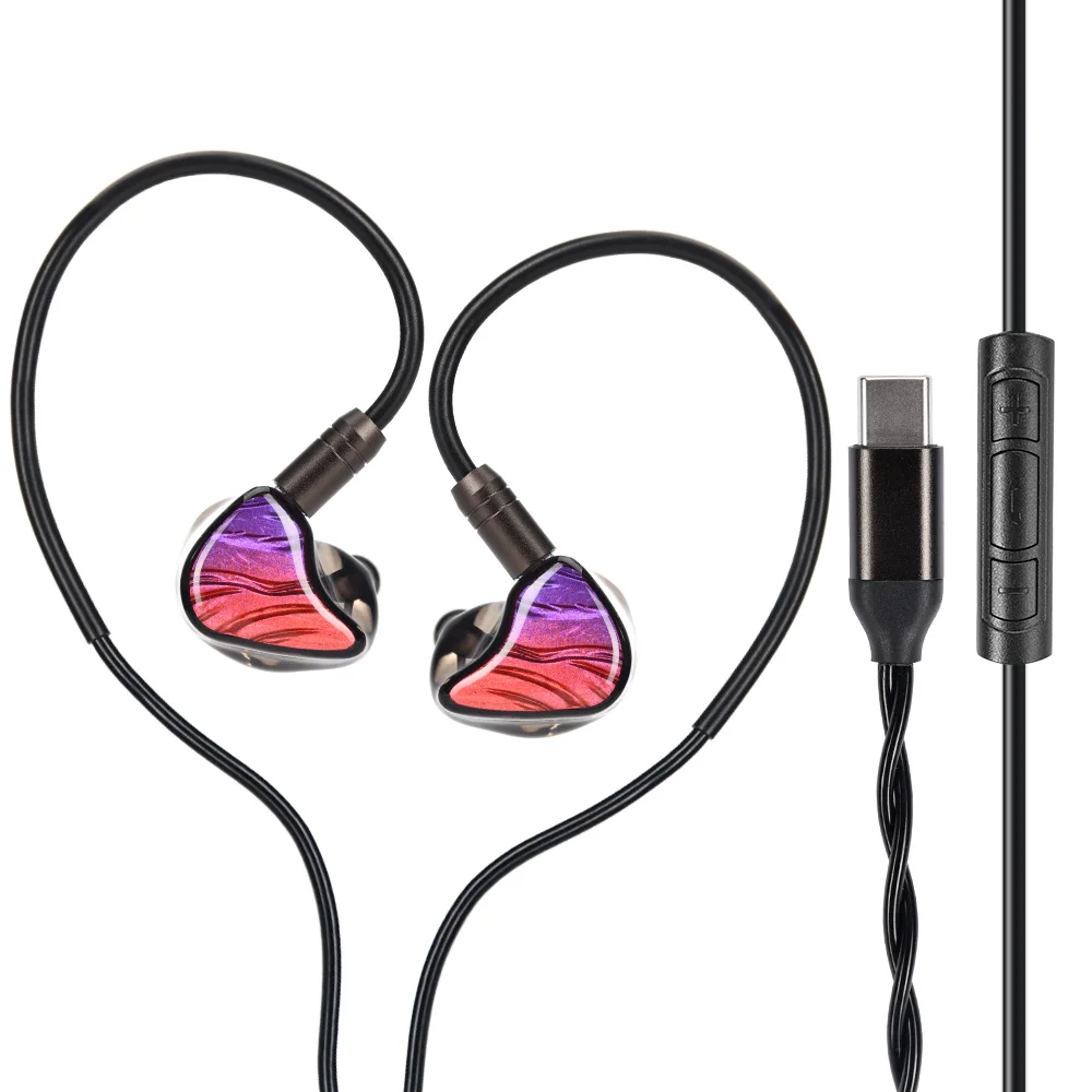Celest Type-C Wired Headphones With Mic 1 Dynamic Driver 1 Balanced Armature Deep Bass Headphones for Student