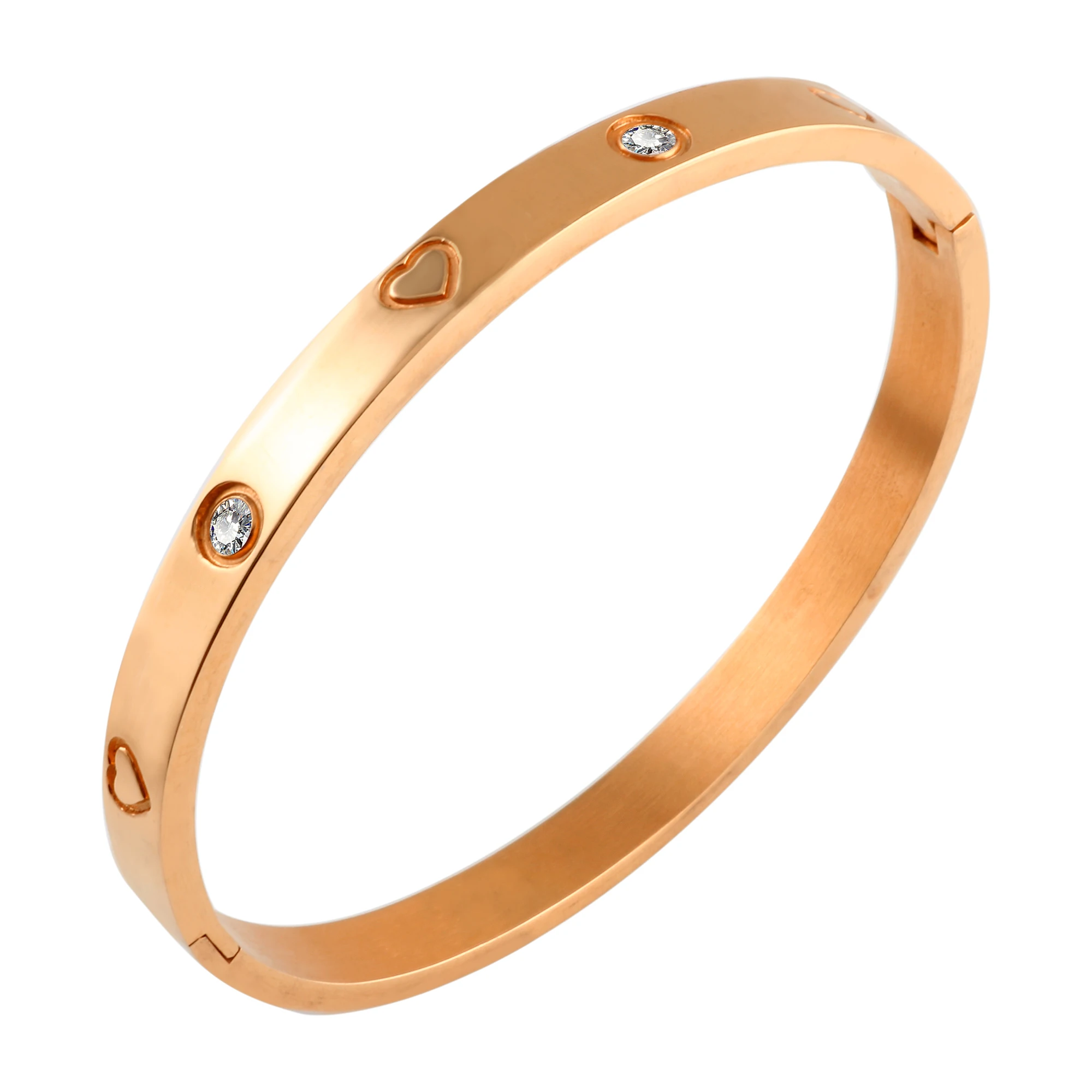 Bracciale rigido placcato in oro 18 carati, zirconia cubica