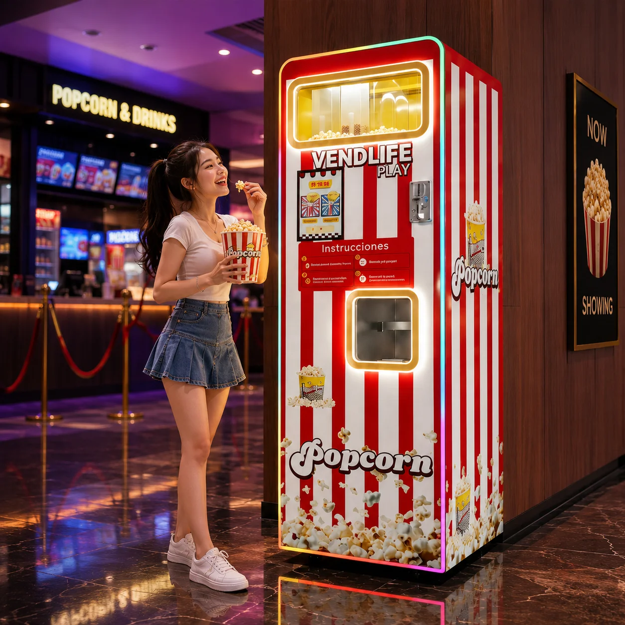Automatic Commercial Smart Popcorn Vending Machine with SDK Cloud-Based Management 2 Flavors
