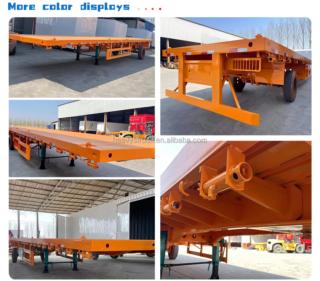 3 Axles 80ton Flat Semi Trailer Gooseneck Flat Used Semi Trailer For