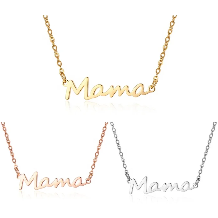 Bijoux A La Mode Pour Cadeau D Anniversaire Pour Meres En Forme De Lettres Couleur Argent Or Or Rose Collier Pour Maman En Acier Inoxydable Et Plaque Or Buy Maman Collier Plaque Or Maman Collier En Acier