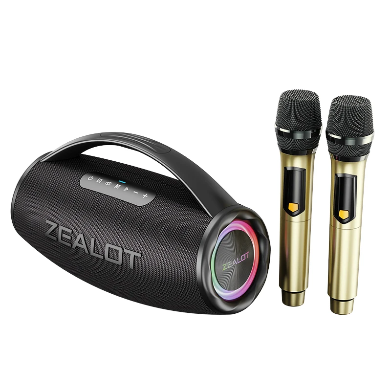 ZEALOT-S97M ワイヤレススピーカー 1 マイク付き ZEALOT S97M 80W Speakers - Portable Karaoke with RGB Lights