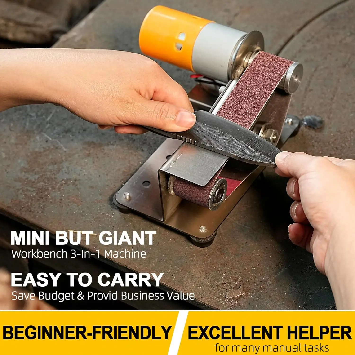 Premium 3-in-1 Mini Electric Bench Grinder Sanding Machine 15 Degree Knife Sharpener with 7 Adjustable Speed Buffer - Image 5