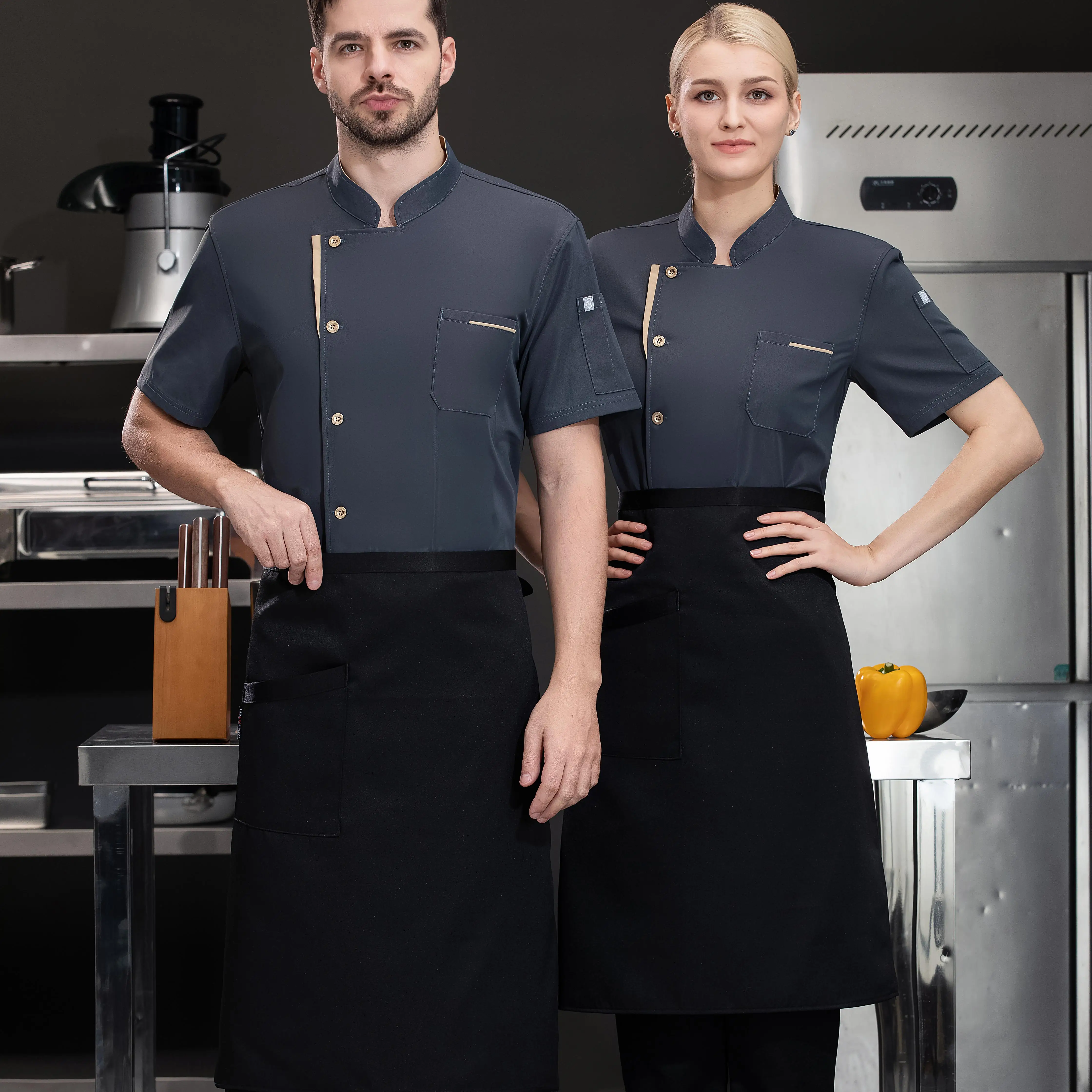 Restaurante Indumentaria De Cocina Uniforme De Chef Negro