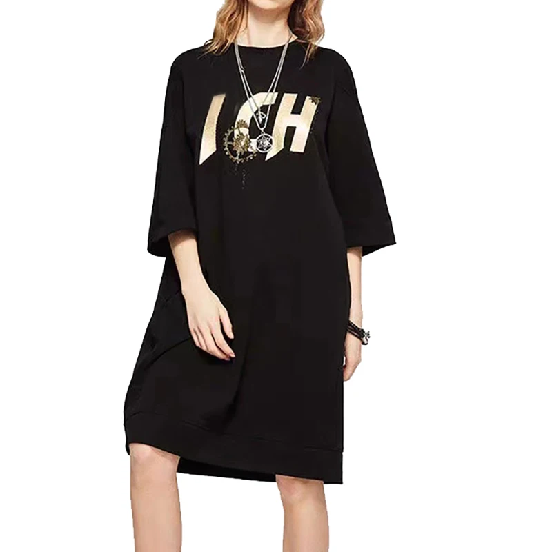 Wholecosplaymmer Casual Loose Wome's T Shirt Dress Basic T-shirt Dress Halloweece Simple Crew Neck Short Sleeve704_voghion.com