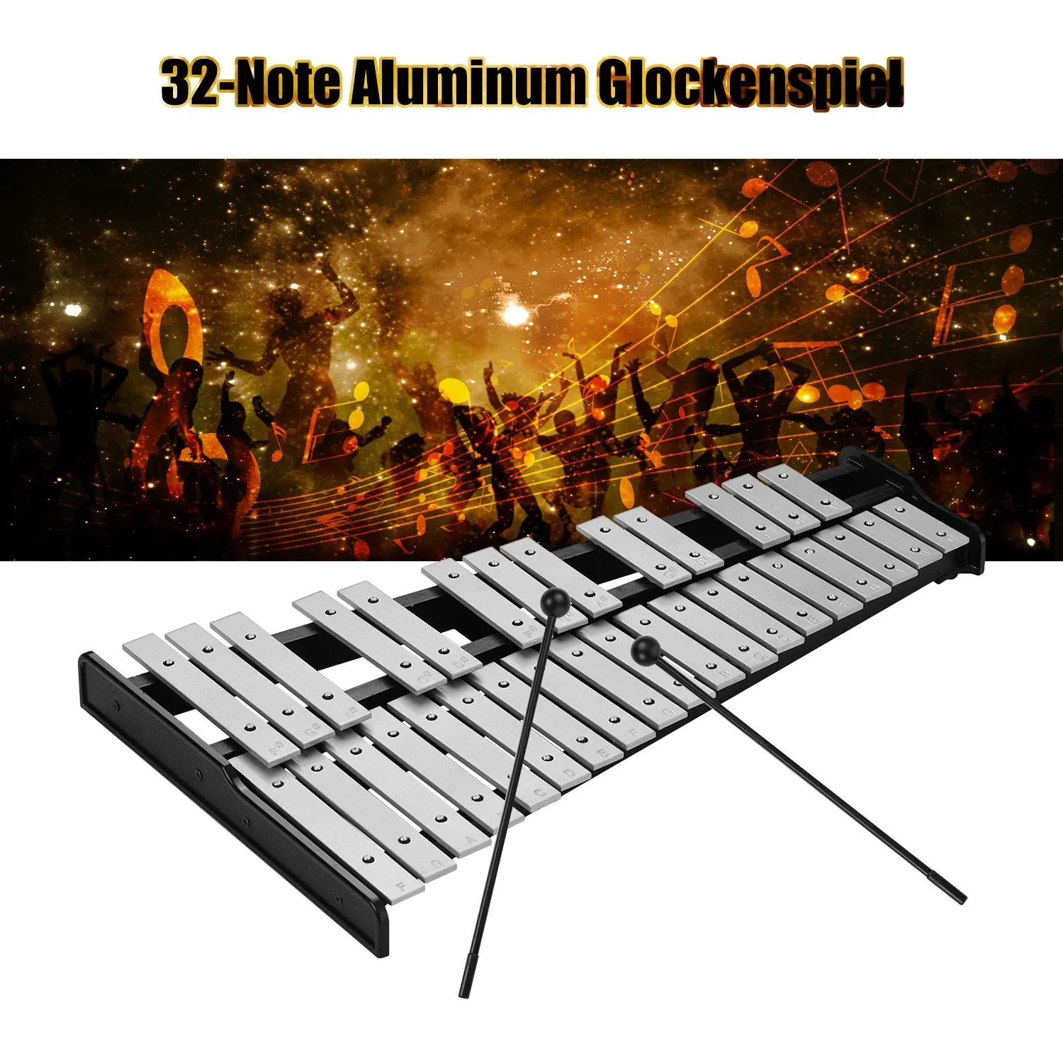 32 Note Xylophone Professional Wooden Glockenspiel Xylophone with