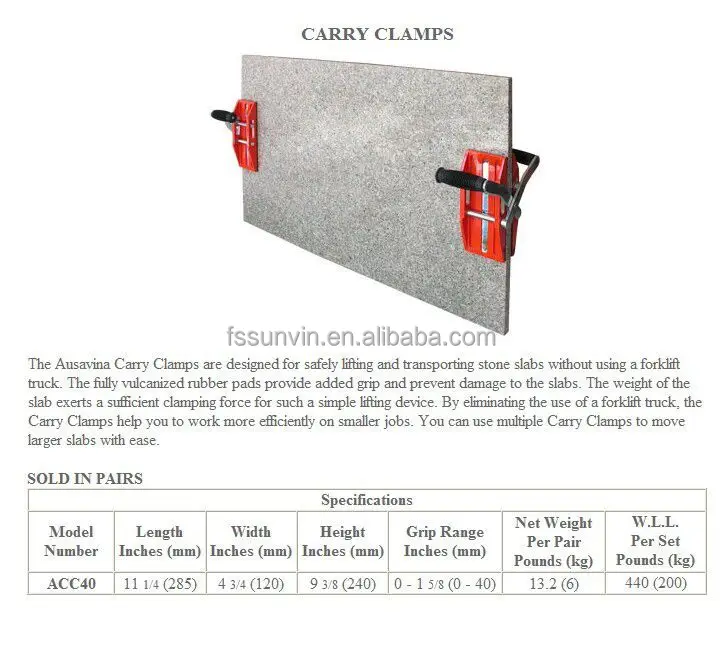 Granite Carrying Clamps Double Handed Stone Panel Carriers Lifter Tools For Lifting Quartz