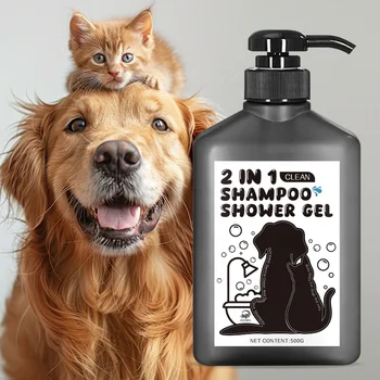 500G Private Logo 2-In-1 Oatmeal Shampoo Shower Gel For Dogs Deodorant Body Wash Shampoo For Dogs Oatmeal Dog Shampoo