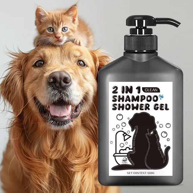 500G Private Logo 2-In-1 Oatmeal Shampoo Shower Gel For Dogs Deodorant Body Wash Shampoo For Dogs Oatmeal Dog Shampoo