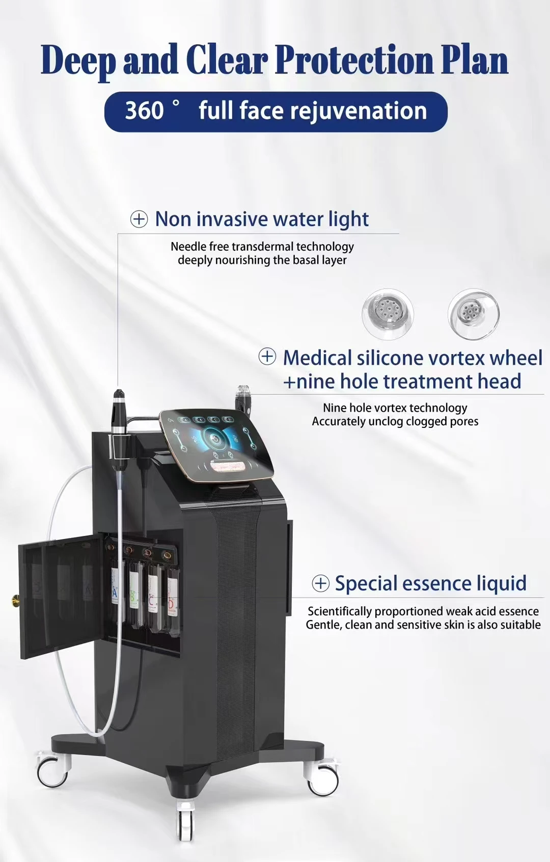 Electric Blackhead Remover Hydrodermabrasion Facial Negative Pressure Therapy Hydra Dermabrasion Bubble Pen Machine
