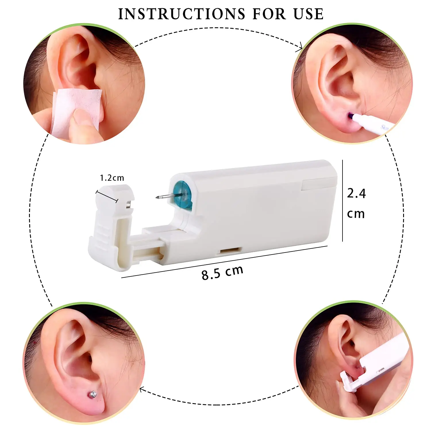 Self Ear Piercing Gun,Disposable Self Ear Piercing Gun Kit With Earring