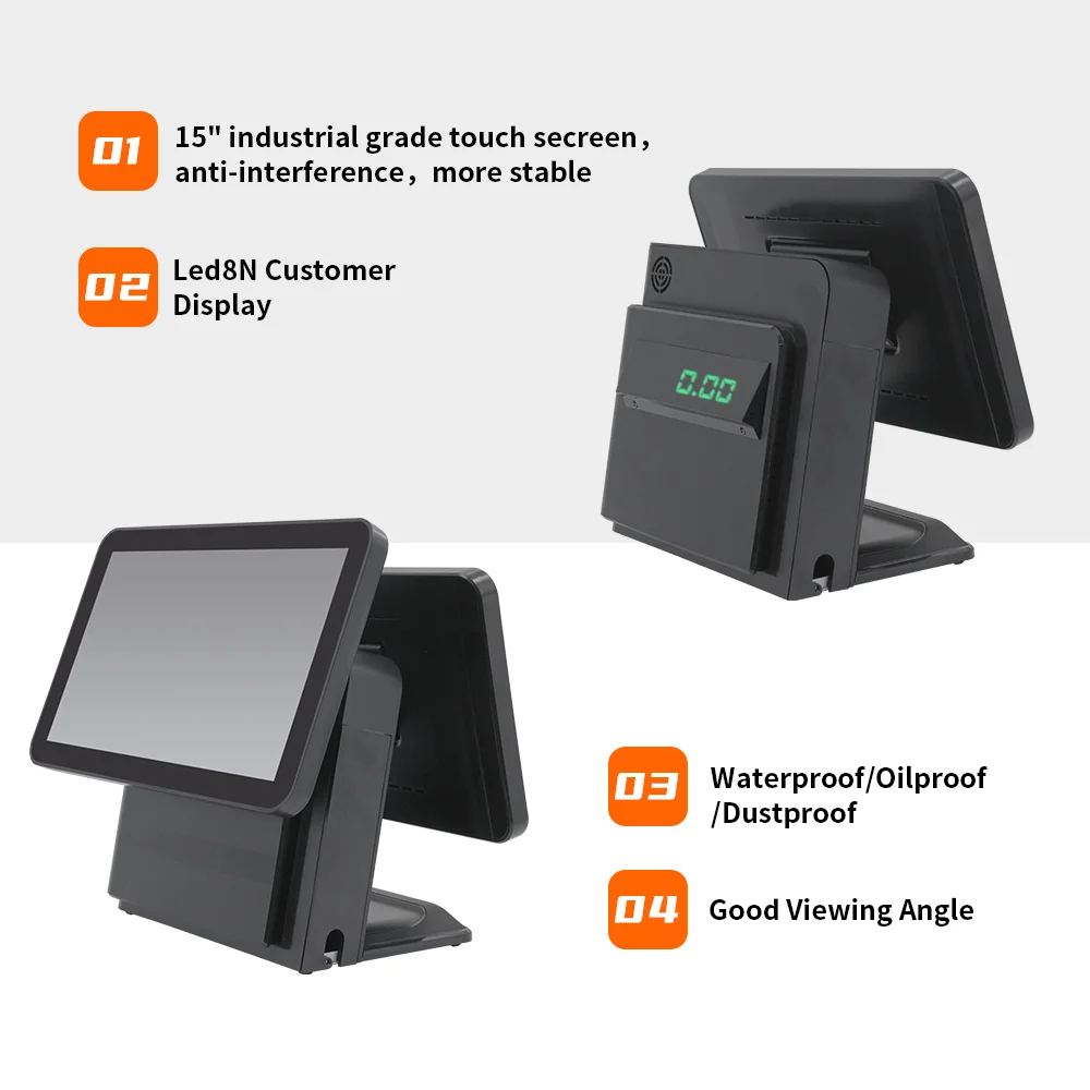 Custom Logo Cash Register Windows Android Double Touch Screen Monitor Pc All in One Pos Systems Machine for Station Retail