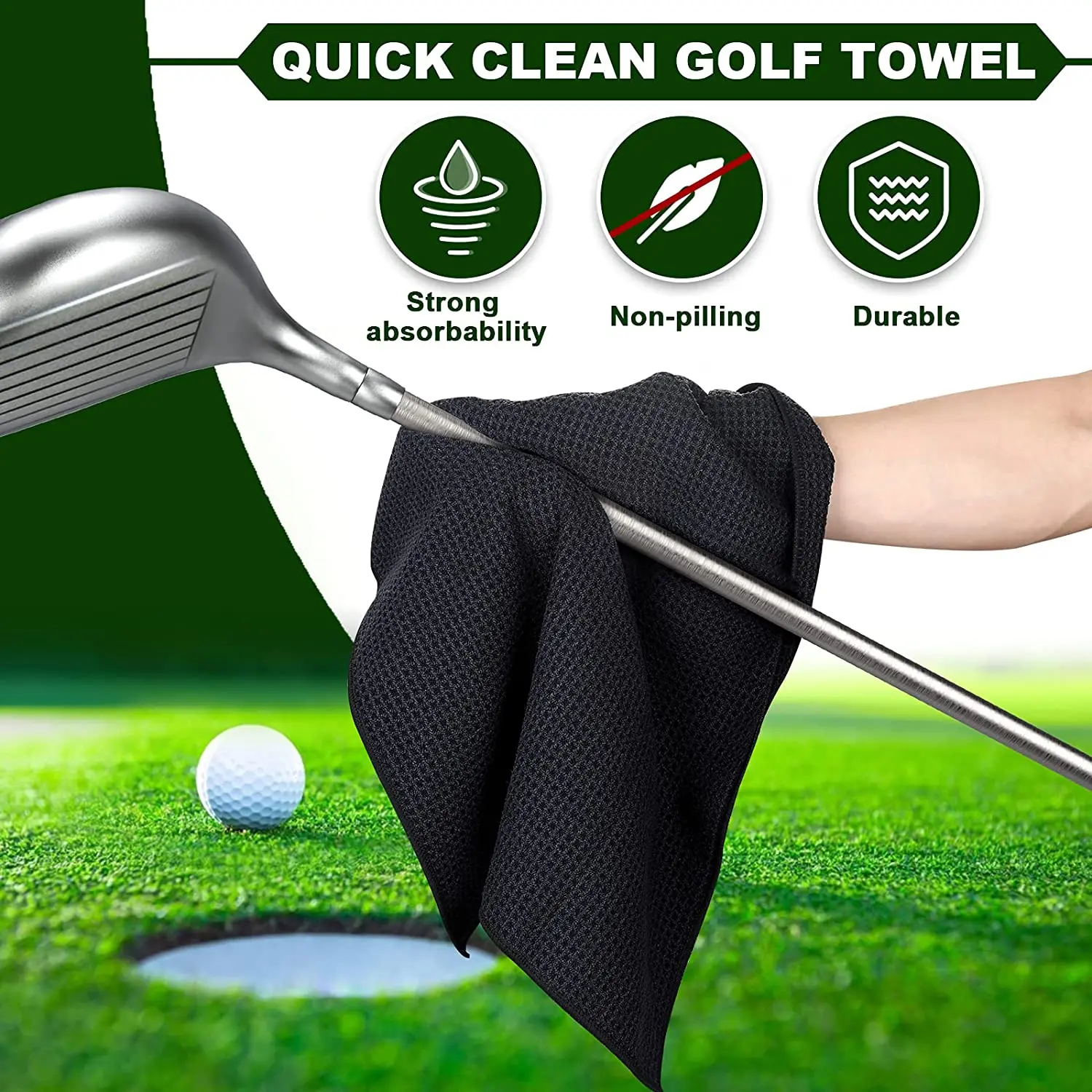 Customized Golf Accessory Set Microfiber Waffle Towel with Cleaner Brush and Divot Tool Jacquard Technique and Novelty Pattern supplier