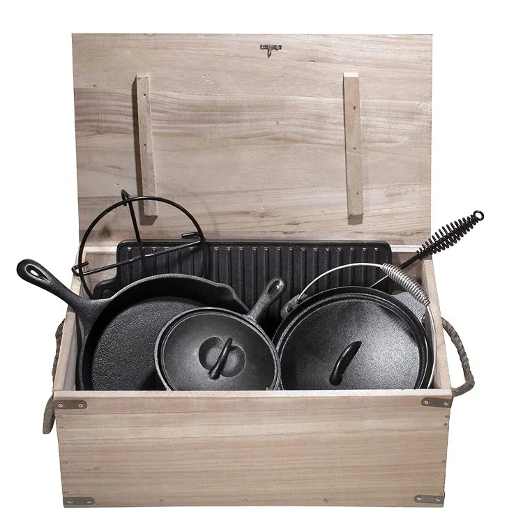 7-Piece Cast Iron Outdoor Cookware Set-Zhonda Cookware|Durable,Pre-Seasoned