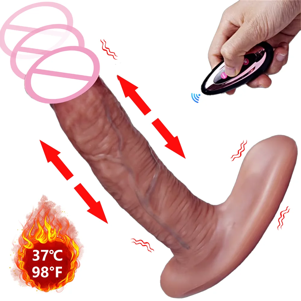 Telescopic Vibrating Big Penis Remote Control Heating Realistic Strap on  Dildo Vibrator Adult Anal Plug Dick Sex Toys for Women