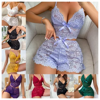 New Women's Casual Pajamas Set Shorts Sleeveless Homestays Front Slit Summer Pajamas Women