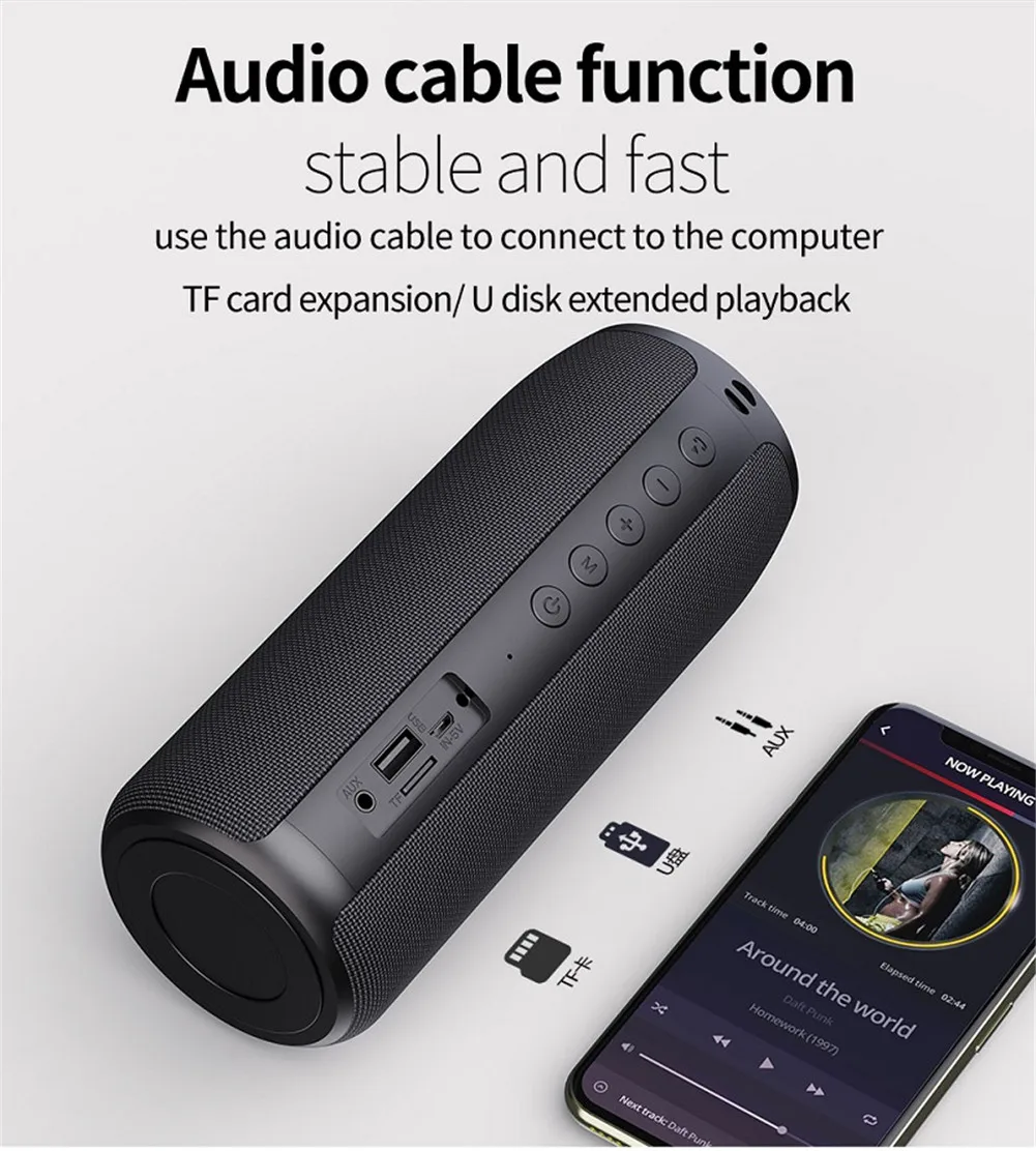 2021 Newest Portable Speaker with Bluetooth Waterproof Outdoor Bluetooth Speakers Music Speaker with AUX/ SD/ USB Slot - ANKUX.COM