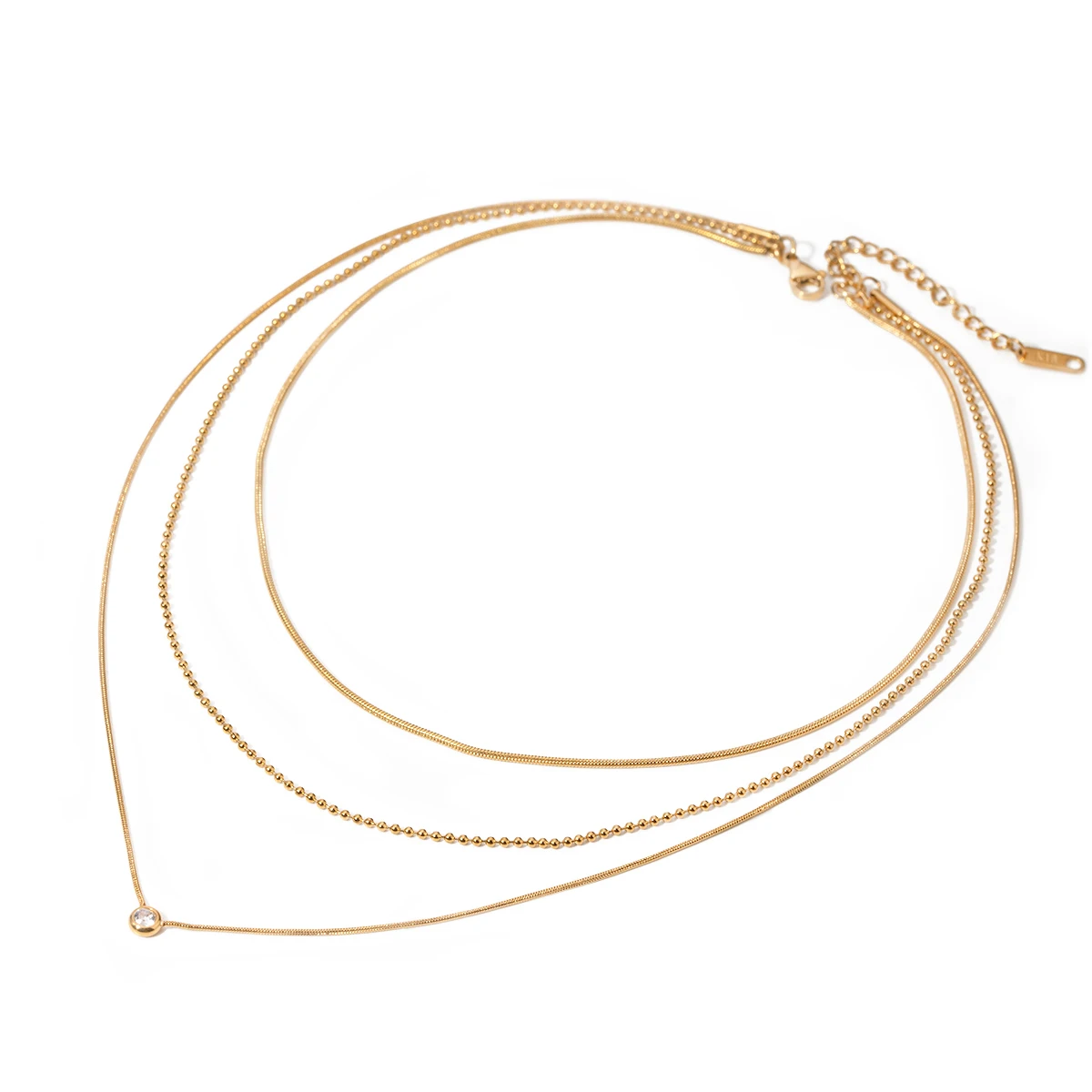3-Piece 18K Gold-Plated Resin Gemstone Necklace