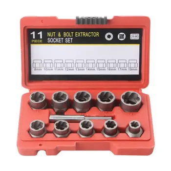 Remove extractor 11 pieces screw extractor hand tool set sliding nut removal tool kit