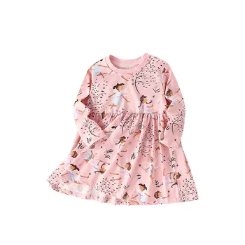 Girls' dresses autumn new European and American style casual and stylish printed long-sleeved baby princess dress