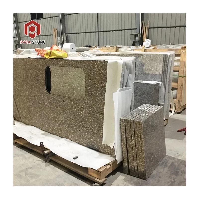 Brown snow customized granite benchtops kitchen laminate countertop for sale