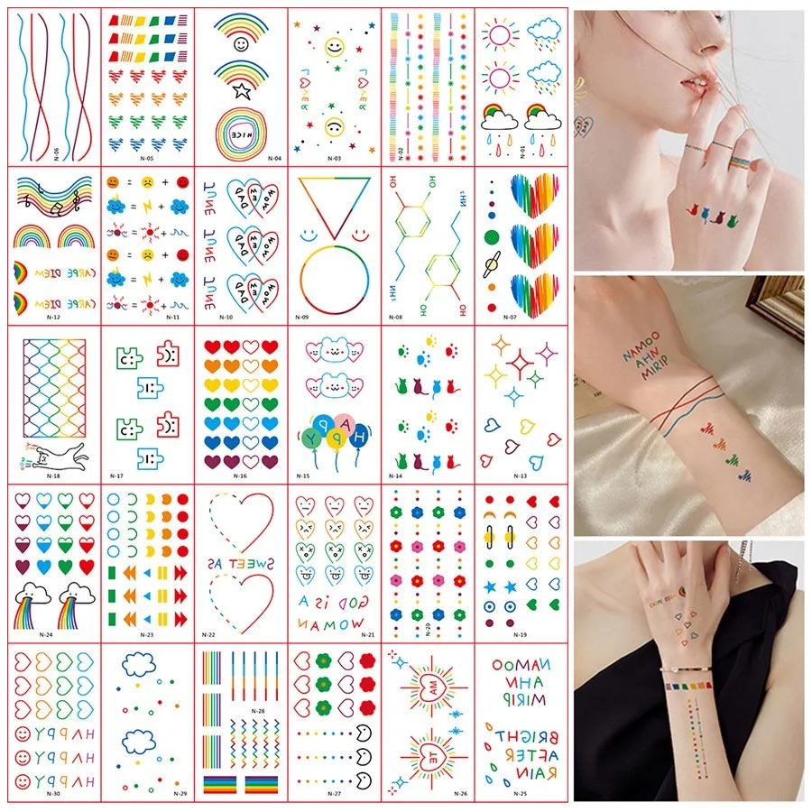 30 Sheets 400+ Patterns Cute Temporary Tattoos ,Arm Finger Hand Face Tiny Small Summer Style Tattoo Stickers