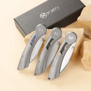 Custom Titanium Alloy Blade Folding EDC Hunting Knife Portable High Carbon 14cr15MOV Outdoor Camping Pocket Knife